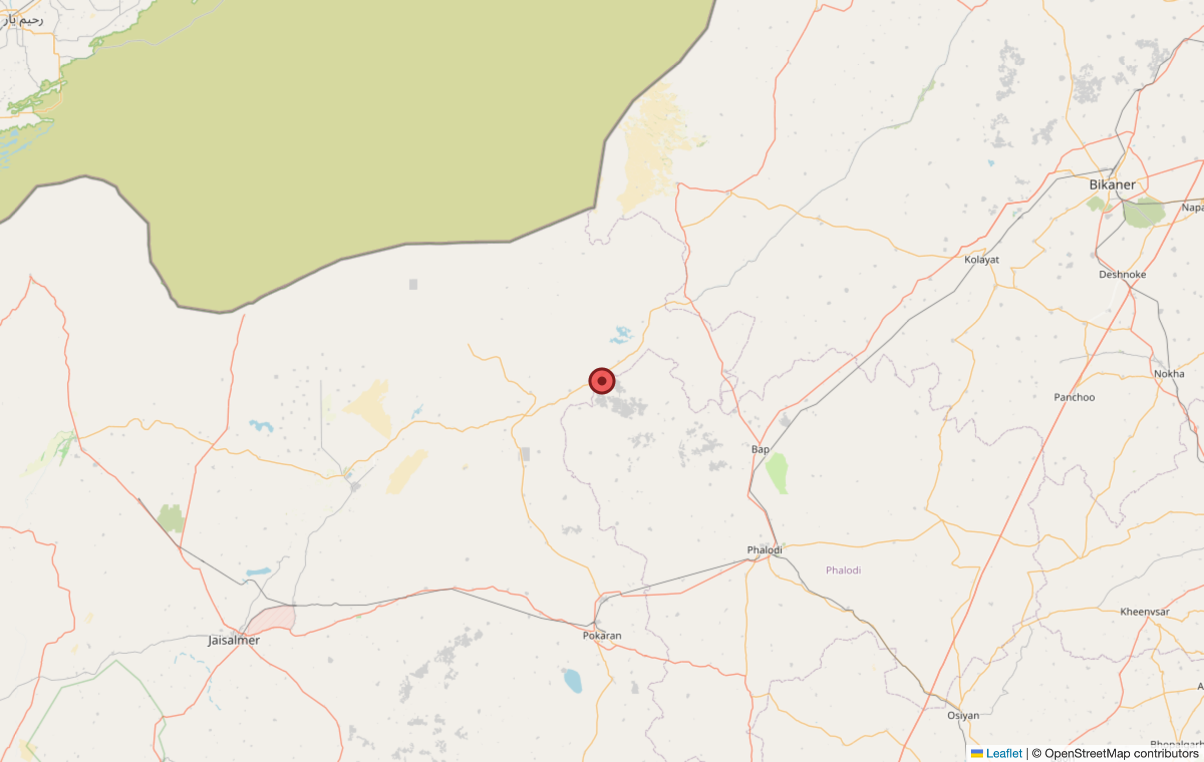 Map showing Bhadla, Rajasthan, India