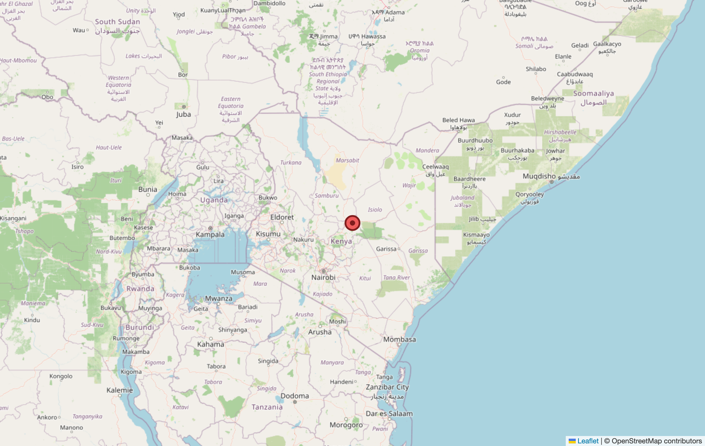 Map showing Kenya & Somalia, East Africa