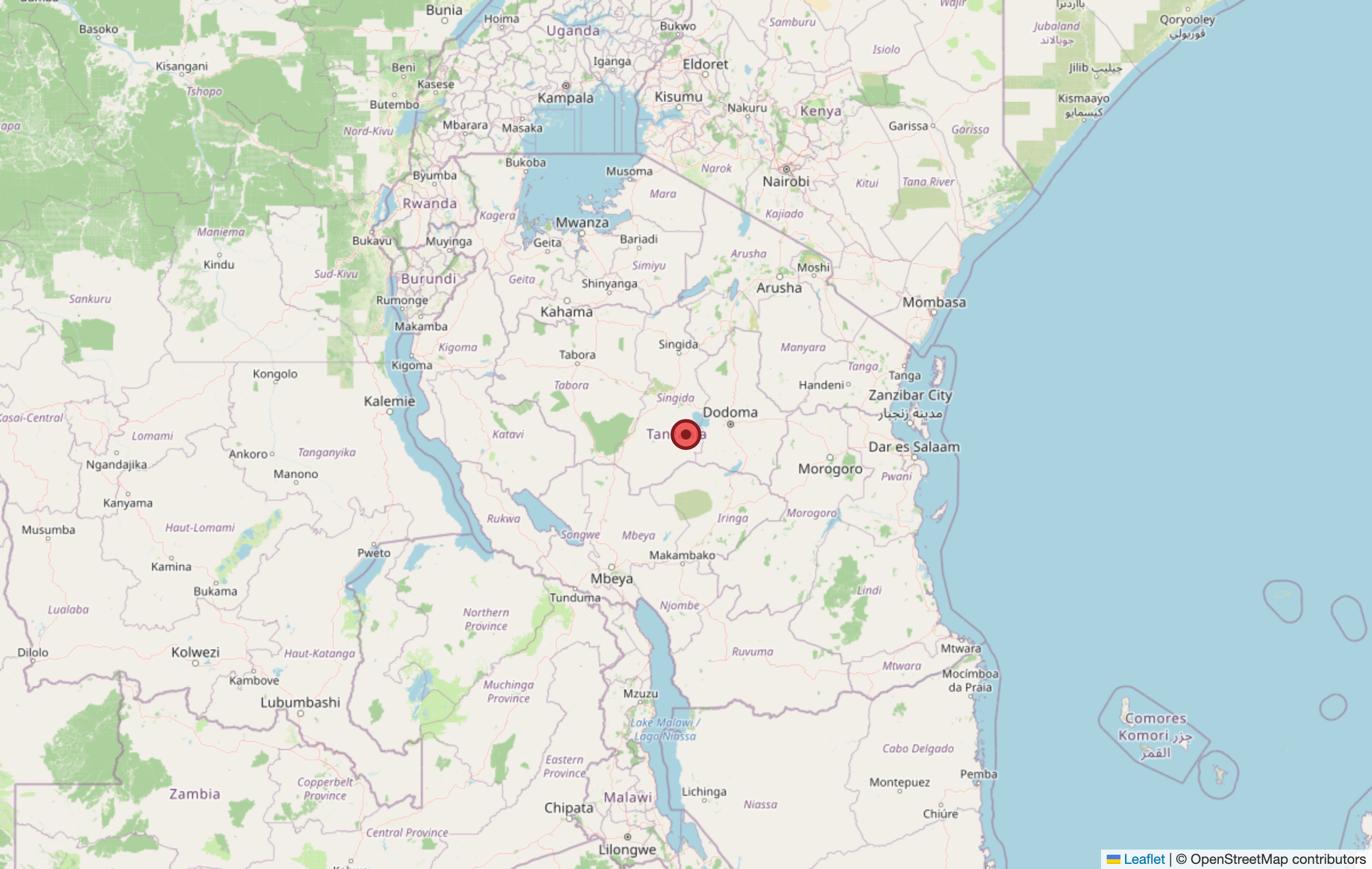 Map showing Tanzania, where UpEnergy's Beyond Biomass clean-cooking programme operates