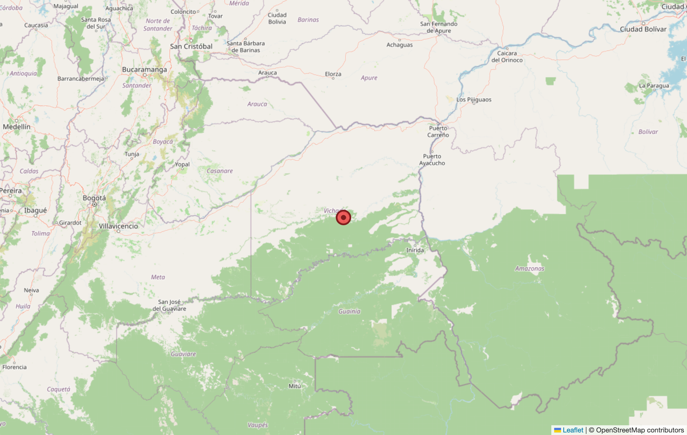 Map showing Vichada, Colombia (Orinoco basin)